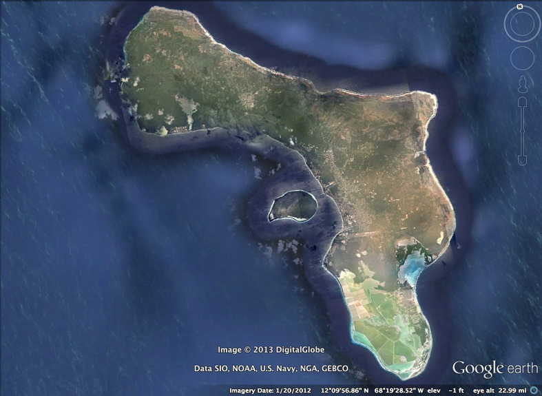 Bonaire and Klein Bonaire. The western shore of Bonaire and all of Klein Bonaire is a marine park of long standing. 