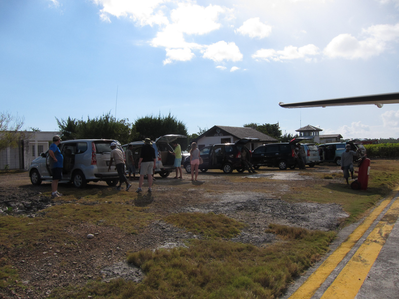 The private airstrip and local transportation to the port.
