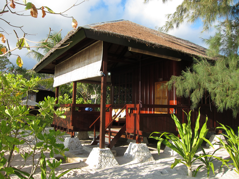 Our beach bungalow complete with outdoor shower.